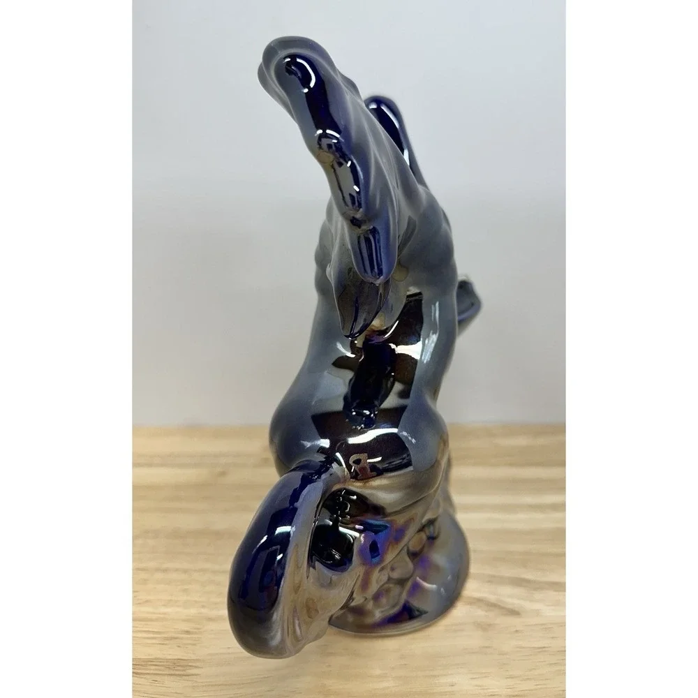 Ceramic Horse Metallic Iridescent Cobalt Blue Made in Poland Candle Oil Warmer